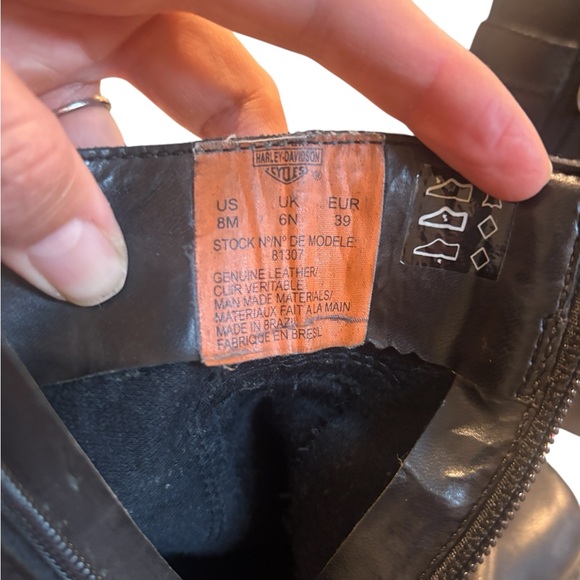 Harley Davidson Chunky Heel Black Leather Chelsea Boots - Picture 7 of 8